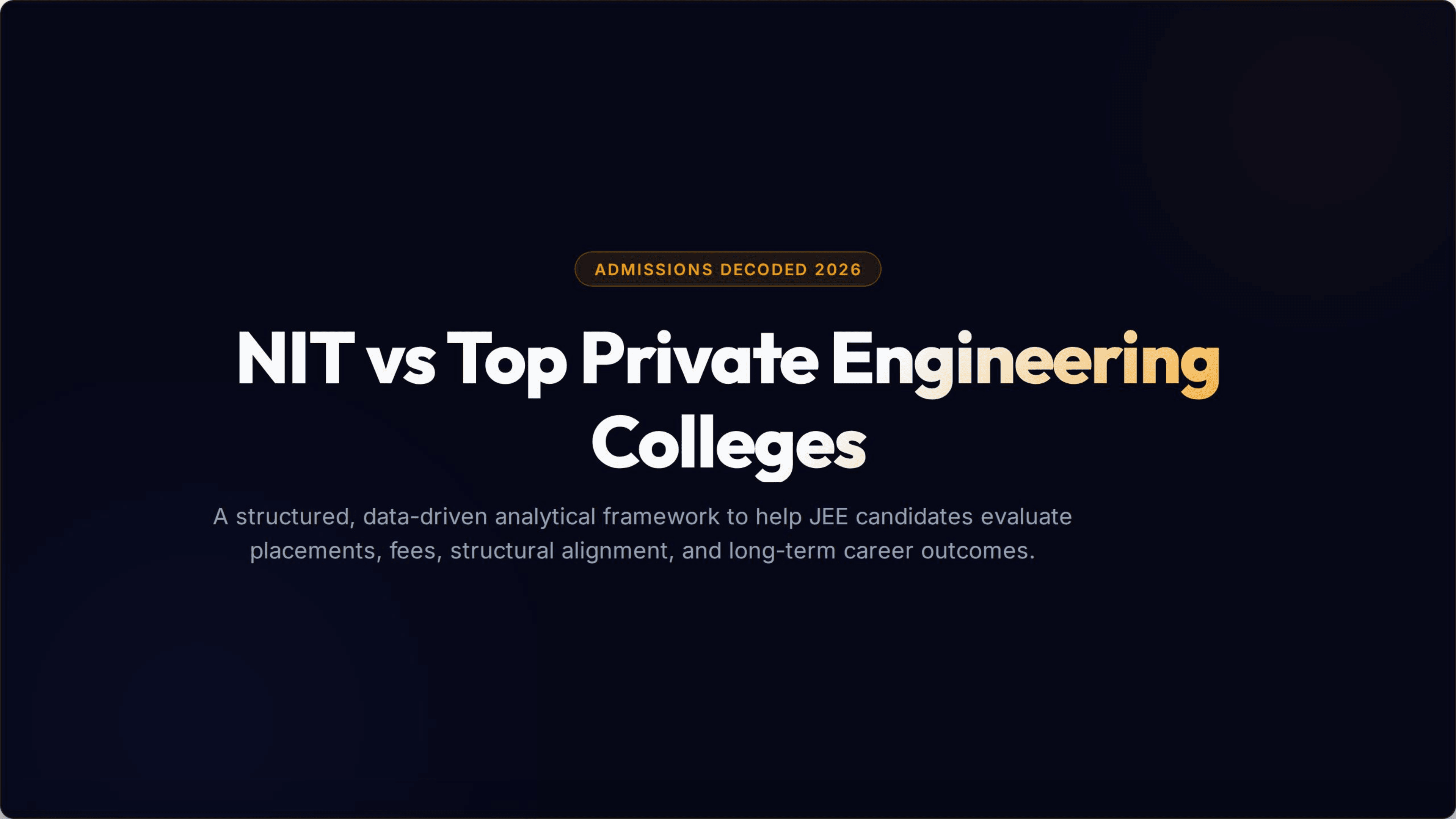 NIT vs private engineering colleges 2026: which is the better choice for JEE aspirants?